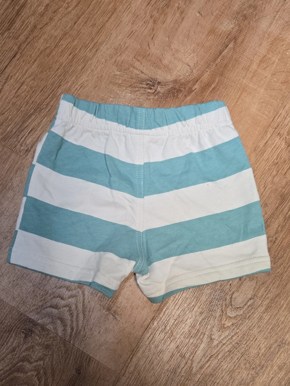 ☀️Carter's 3 Set Teal Cream Striped Shorts with Teal Graphic Romper Set 9m EUC